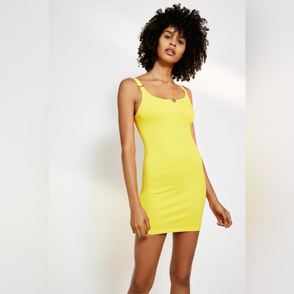 Urban Outfitters Yellow Rib-Knit Bodycon Dress